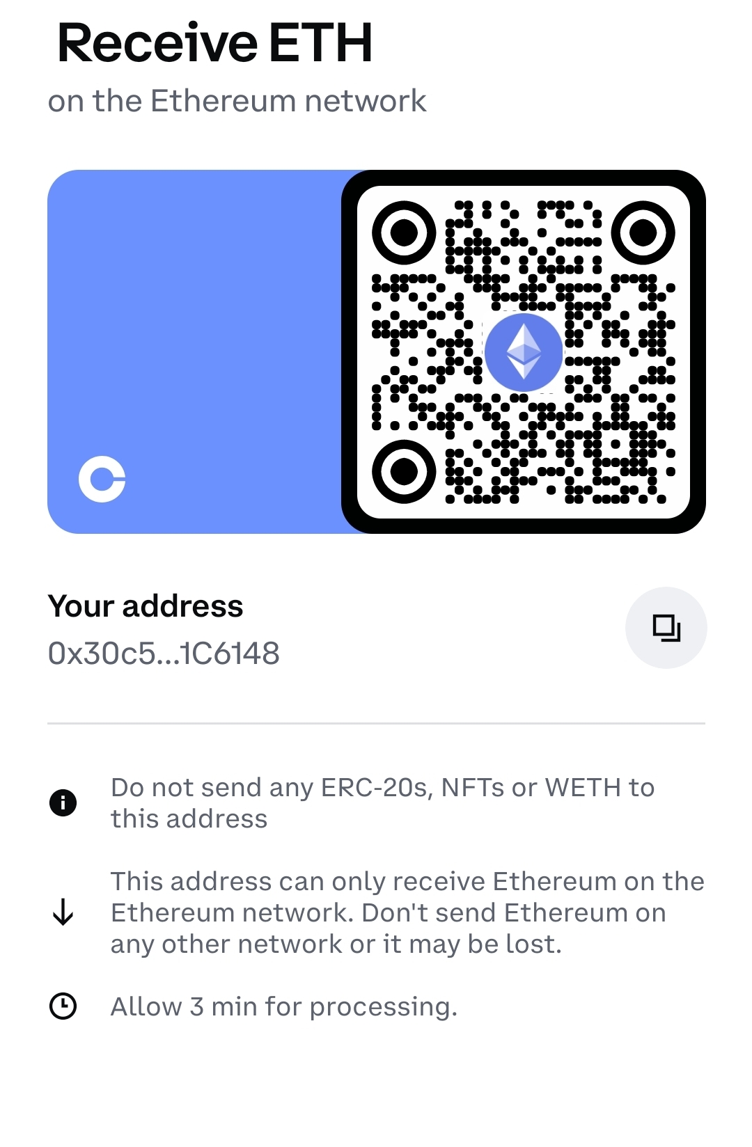 Receive ETH